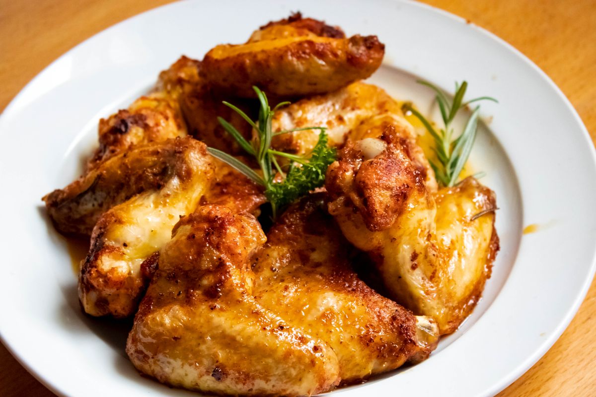 Close-up of roasted chicken wings